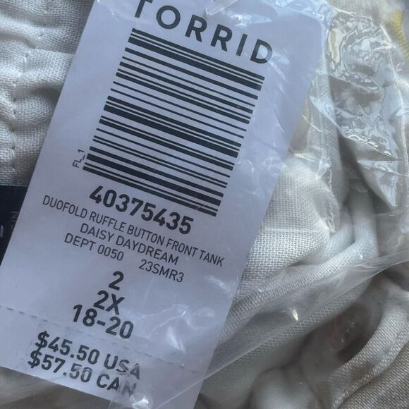 Torrid 2 Daisy Daydream Tank Top Sz 2X 18 - 20 Tan White Floral - Picture 12 of 12
